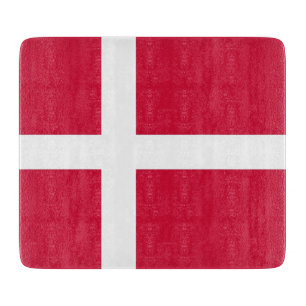 Kleine glazen snijplank met vlag van Denemarken