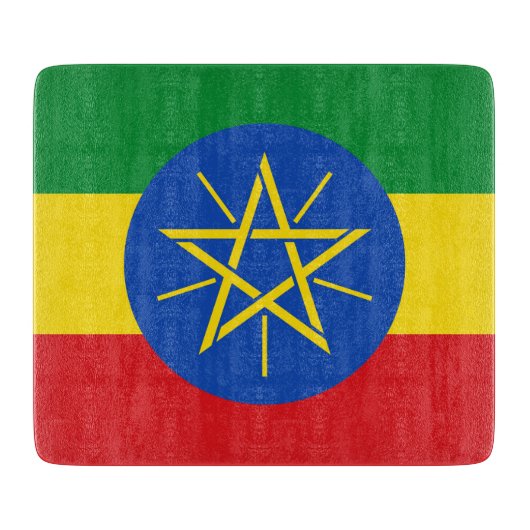 Kleine glazen snijplank met vlag van Ethiopië (Voorkant)