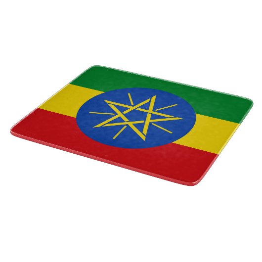 Kleine glazen snijplank met vlag van Ethiopië (Hoek)