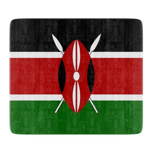Kleine glazen snijplank met vlag van Kenia (Voorkant)