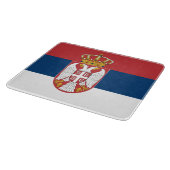 Kleine glazen snijplank met vlag van Servië (Hoek)