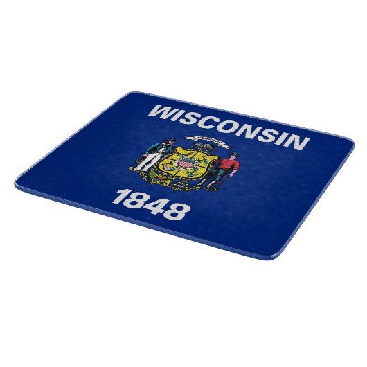 Kleine glazen snijplank met Wisconsin vlag (Hoek)