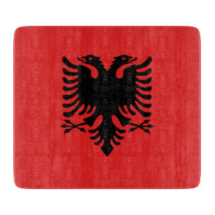 Kleine glazen snijplank - vlag van Albanië