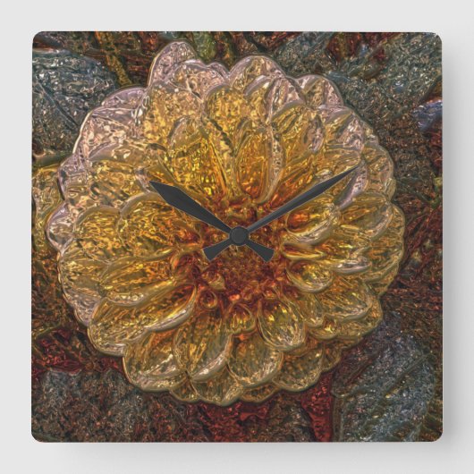 Kleine glazen wand van metalliselglas vierkante klok (Voorkant)