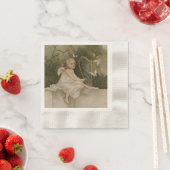 Kleine glimlachende engel met vlinders en harp servetten (Insitu)