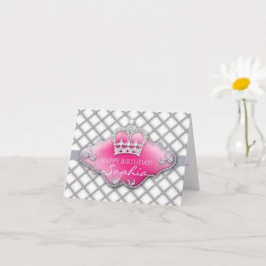 Kleine Glitter Crown Tufted Diamond Verjaardag Kaa Kaart (Kleine Plant)