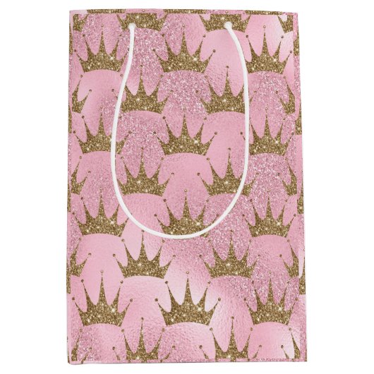 Kleine glittering Crown Medium Cadeauzakje (Voorkant)