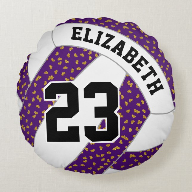 kleine glittery harten vrouwen volleybal ELKE kleu Rond Kussen (Voorkant)