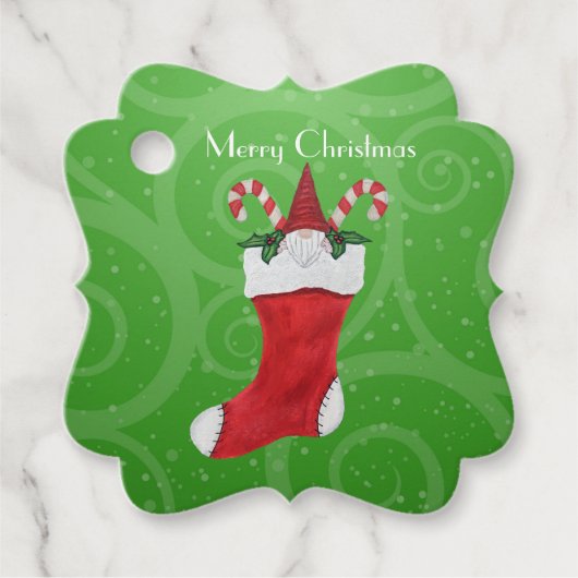 Kleine Gnome in Kerstmis Kousenhokken Bedankjes Labels (Voorkant)