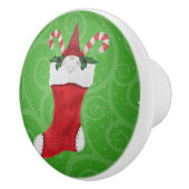 Kleine gnoom in Kerstmis, groene zwenkjes Keramische Knop (Rechts)