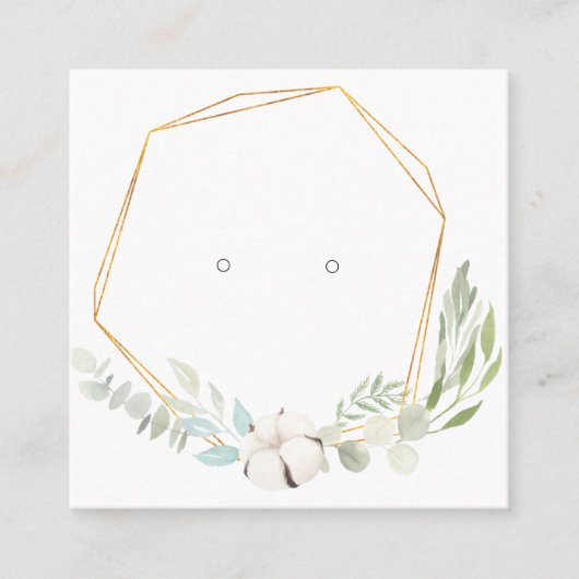 Kleine "Golden" met Greenery Earring Display Kaart Vierkante Visitekaartje (Voorkant)