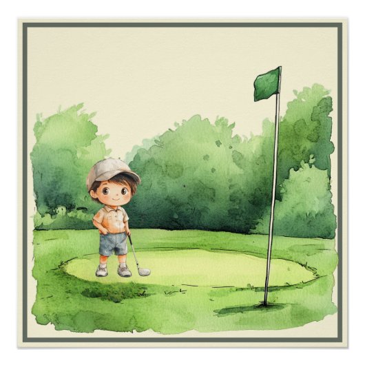 Kleine Golfer in opleiding - Golf-thema kinderdagv Perfect Poster (Voorkant)