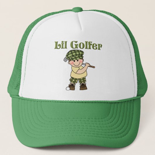 Kleine Golfer Spelen Golf Trucker Pet (Voorkant)