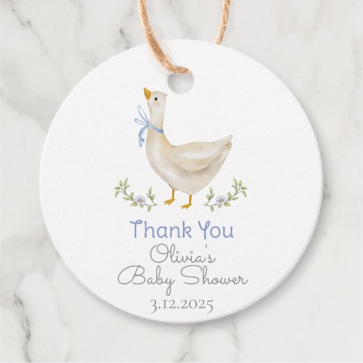 Kleine Goose waterverf baby shower Dank u Bedankjes Labels (Voorkant)