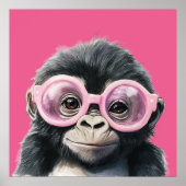 Kleine gorilla met roze bril Poster (Voorkant)