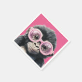 Kleine Gorilla met roze bril - Roze achtergrond Servet (Hoek)