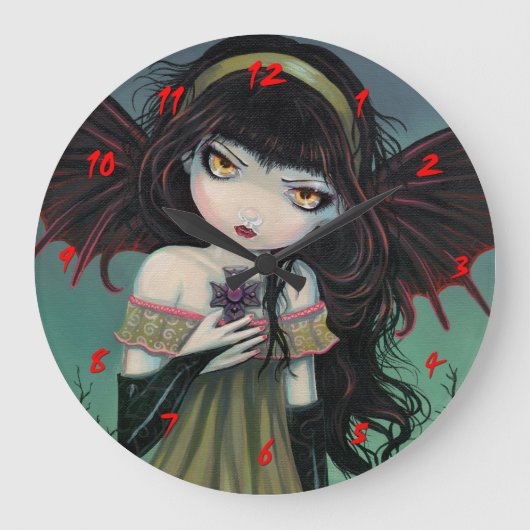 Kleine Gothic Vampire Fairy Cute Clock Grote Klok (Voorkant)