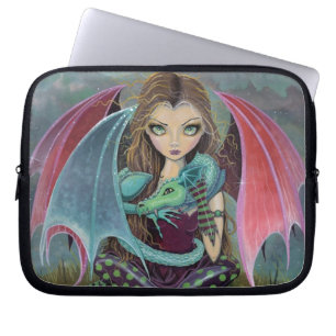 Kleine Gotische Fee en Draak Kunst Laptop Hoes