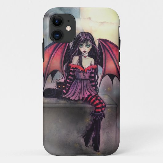 Kleine gotische Halloween fee vampier en kat Case-Mate iPhone Case (Achterkant)