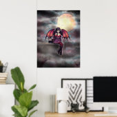 Kleine Gotische Vampier Fee en Kat Poster (Thuiskantoor)
