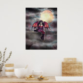 Kleine Gotische Vampier Fee en Kat Poster (Keuken)