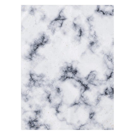 Kleine gouden Confetti Black en witte marmer Stone Tafelkleed (Voorkant)