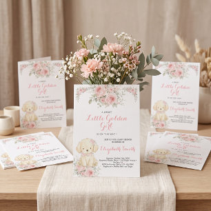 Kleine Gouden Meisje Baby Shower Golden Retrieve Kaart