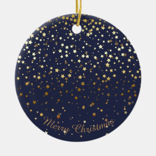 Kleine Gouden Sterren Kerstornament-Middernacht Keramisch Ornament (Voorkant)