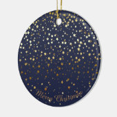 Kleine Gouden Sterren Kerstornament-Middernacht Keramisch Ornament (Links)