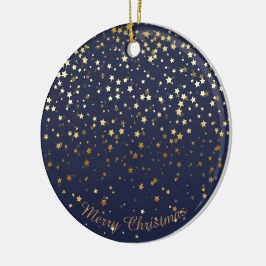 Kleine Gouden Sterren Kerstornament-Middernacht Keramisch Ornament (Links)