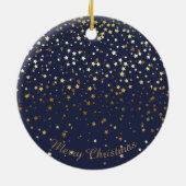 Kleine Gouden Sterren Kerstornament-Middernacht Keramisch Ornament (Achterkant)