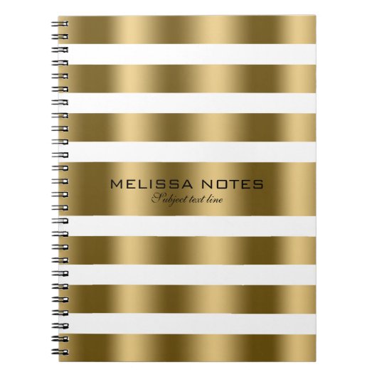 Kleine gouden strepen met witte achtergrond notitieboek (Voorkant)