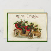Kleine gouden vintage auto Kerstmis Notitiekaartje (Voorkant / Achterkant)
