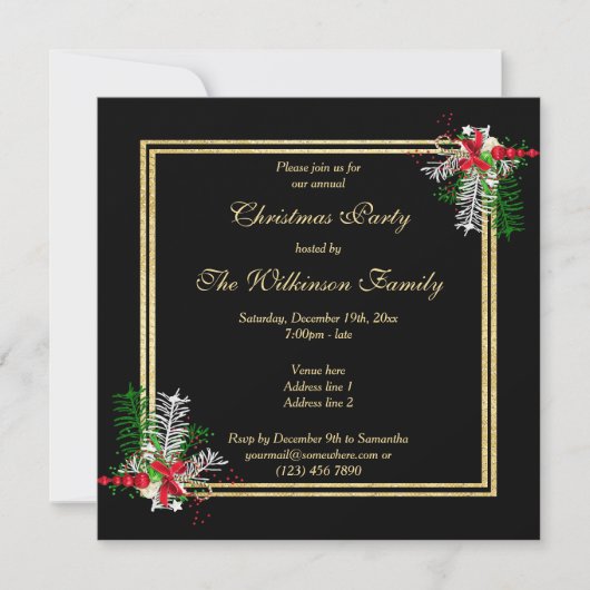 Kleine goudglitters en kerkdecoraties met kerst kaart (Voorkant)