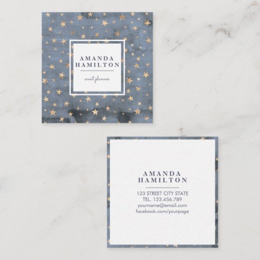 Kleine goudster met touwtjes vierkante visitekaartje (Voorkant / Achterkant)