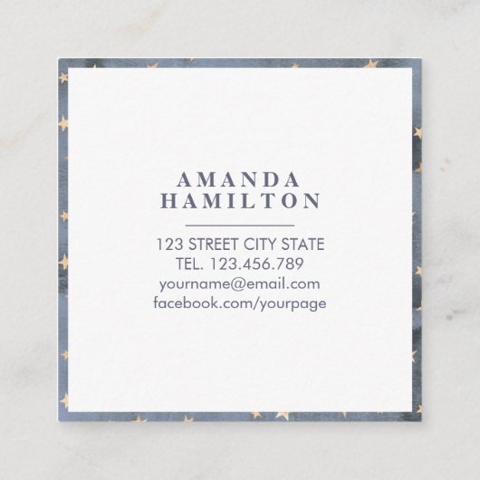 Kleine goudster met touwtjes vierkante visitekaartje (Achterkant)