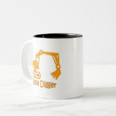 kleine graafmachine tweekleurige koffiemok (Voorkant links)