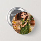 Kleine Grace in het groen Ronde Button 5,7 Cm (Voorkant /achterkant)