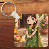 Kleine Grace in het groen Sleutelhanger (Voorkant)