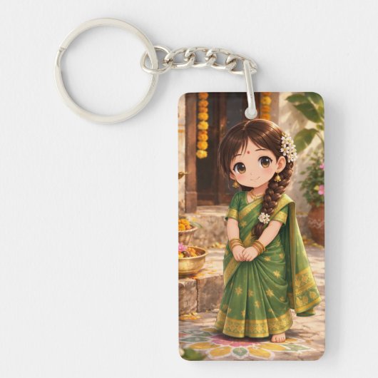 Kleine Grace in het groen Sleutelhanger (Voorkant)