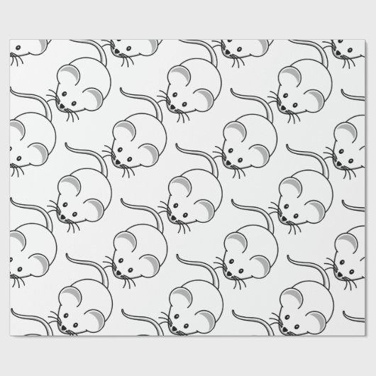 Kleine grafische muizen cadeaupapier (Vlak)