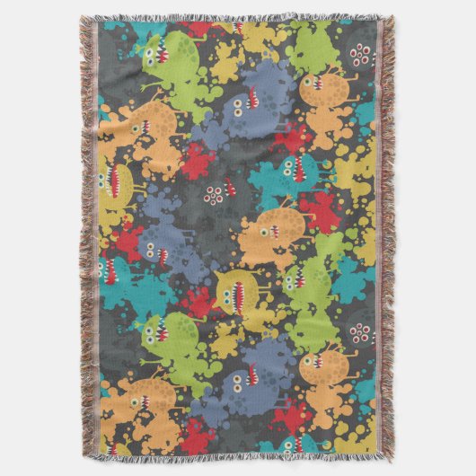 Kleine grappige monsters deken (Voorkant Verticaal)