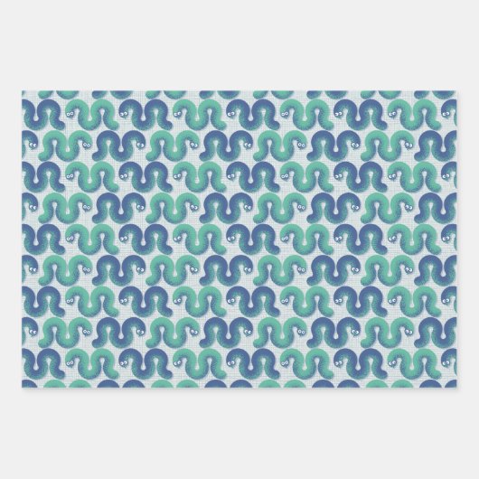 Kleine grappige slangen (Turquoise en Blue) Inpakpapier Vel (Voorkant 2)