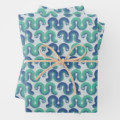 Kleine grappige slangen (Turquoise en Blue) Inpakpapier Vel (In situ)