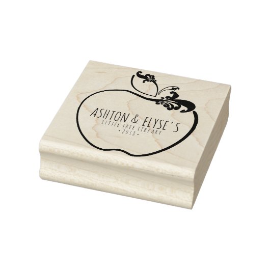 kleine gratis bibliotheek bloeiend appelstempel rubberstempel (Stempel)
