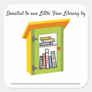 Kleine gratis Bibliotheek Boek Donatie Boekplaten Vierkante Sticker