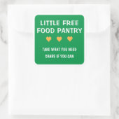 Kleine gratis voedselkast vierkante sticker (Tas)