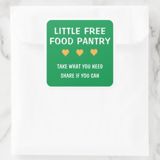 Kleine gratis voedselkast vierkante sticker (Tas)