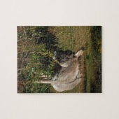 Kleine grijze Donkey met wilde bloemen Legpuzzel (Horizontaal)