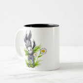 Kleine grijze ezel tweekleurige koffiemok (Voorkant links)